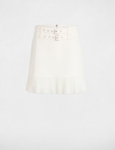 Falda corta con flecos blanco mujer