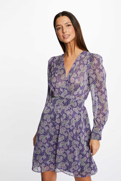 Vestido evasé estampado de cachemira multicolor mujer
