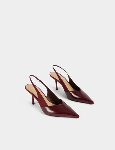 Zapato de tac&oacute;n slingback burdeos mujer