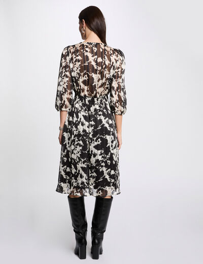 Vestido evasé estampado multicolor mujer