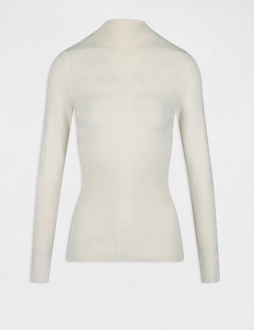 Jersey manga larga con cuello de tortuga marfil mujer