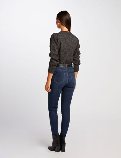 Jersey manga larga con cuello redondo gris anthracite mujer