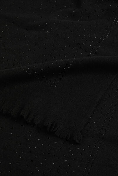 Bufanda con flecos y strass negro mujer