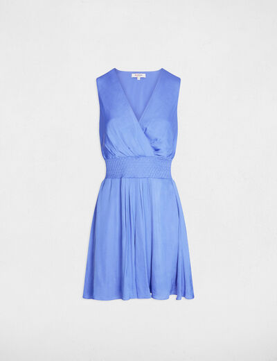 Vestido corto recto holgado azul lavanda mujer