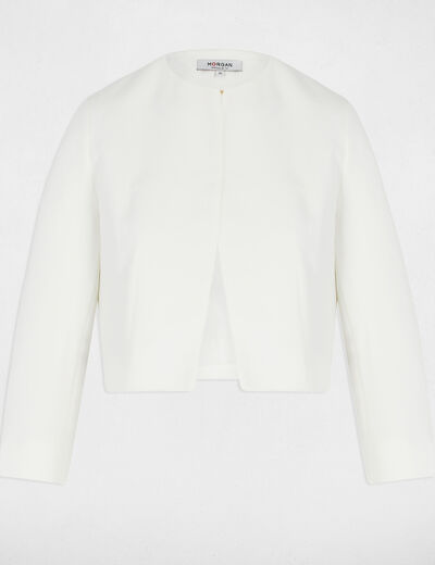 Chaqueta corta manga 3/4 blanco mujer