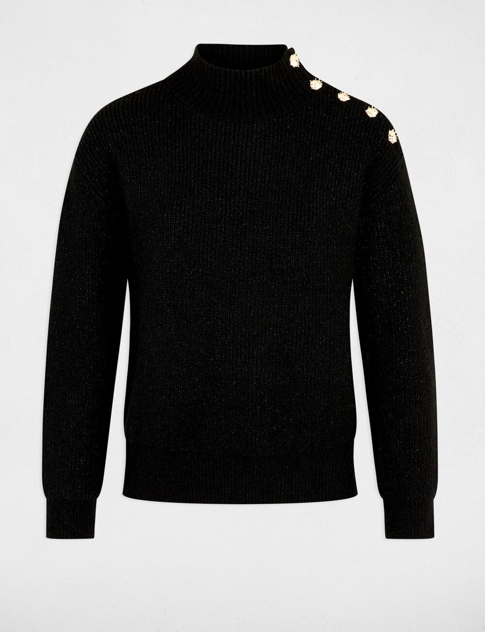 Jersey de cuello alto negro mujer