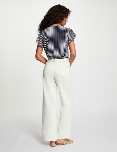 Camiseta con cuello lazada azul marino mujer