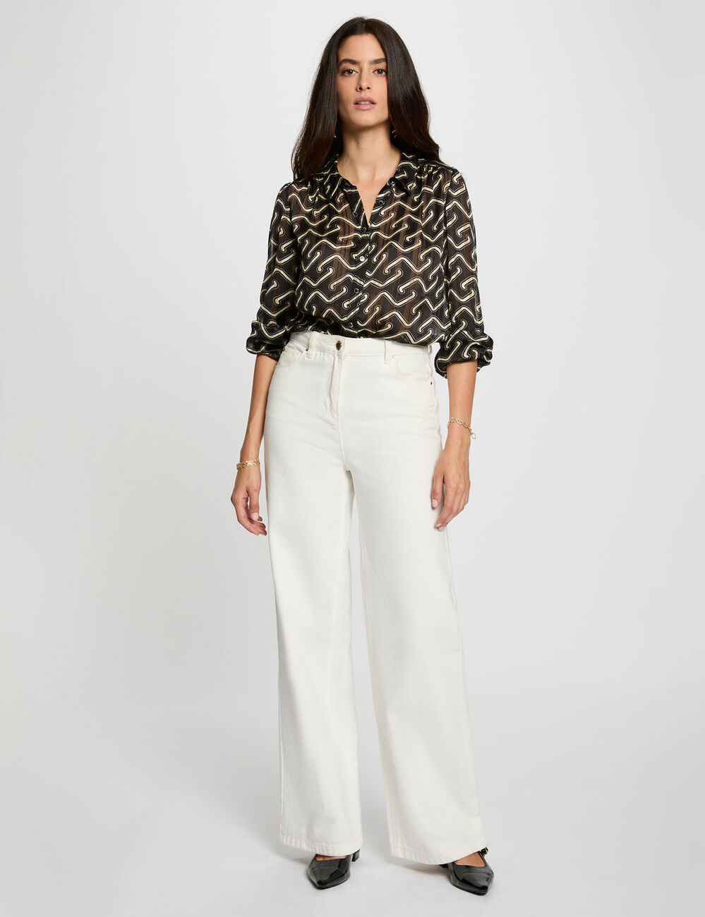 Camisa de gasa estampada multicolor mujer