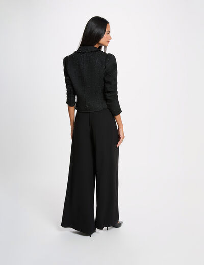 Chaqueta entallada de tweed negro mujer