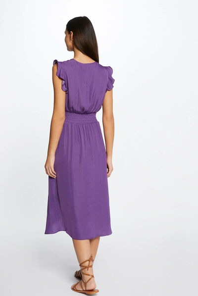Vestido recto holgado sin mangas morado oscuro mujer