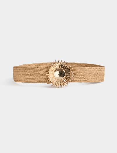 Cintur&oacute;n ancho beige mujer