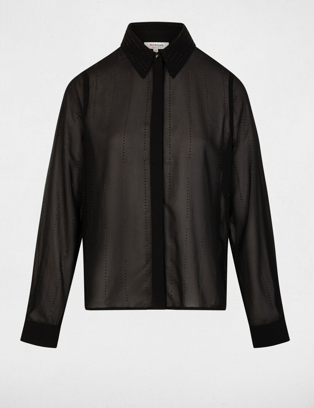 Camisa recta con strass negro mujer