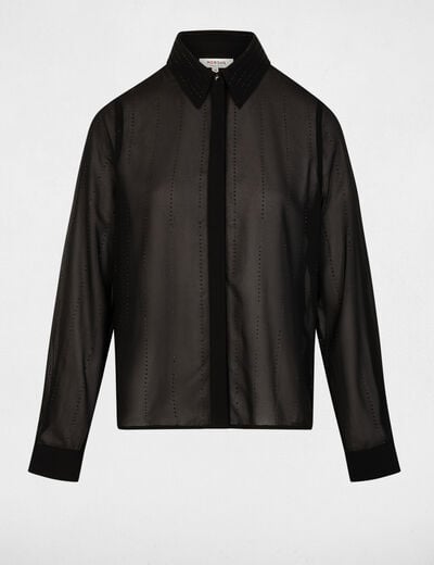 Camisa recta con strass negro mujer
