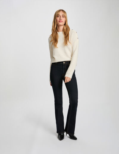 Vaqueros bootcut de tiro alto denim crudo mujer