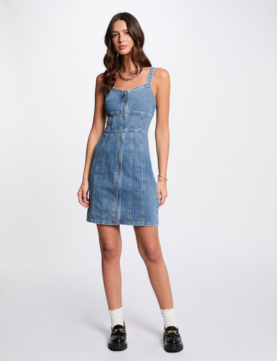 Vestido corto ajustado vaquero denim stone mujer