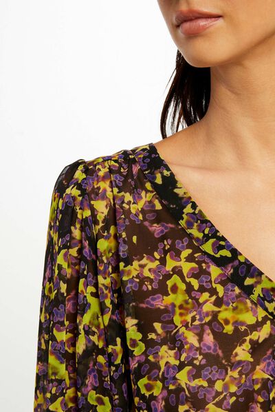 Camisa manga larga estampado abstracto multico mujer