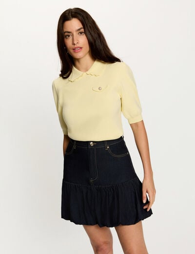 Jersey con mangas abullonadas amarillo pastel mujer