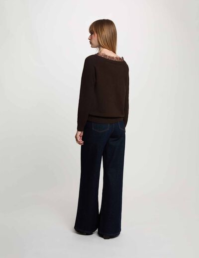 Jersey cuello barco marr&oacute;n oscuro mujer