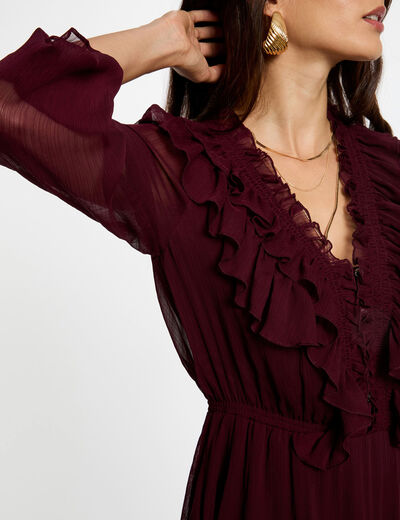 Vestido corto ajustado ciruela mujer