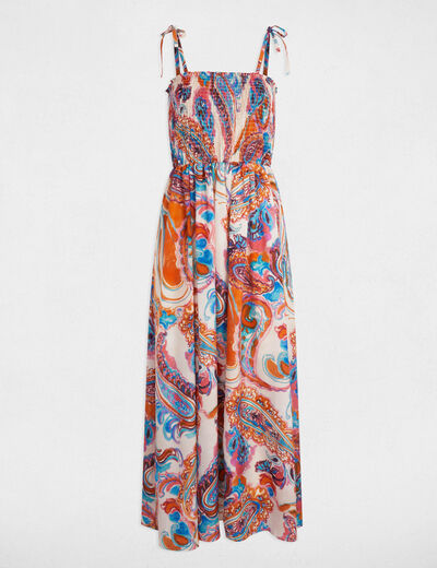 Vestido largo recto estampado multicolor mujer