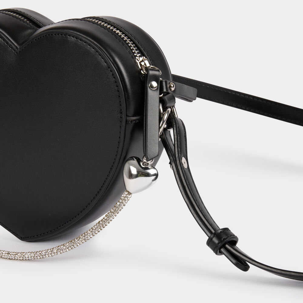 Bolso forma de corazon negro mujer