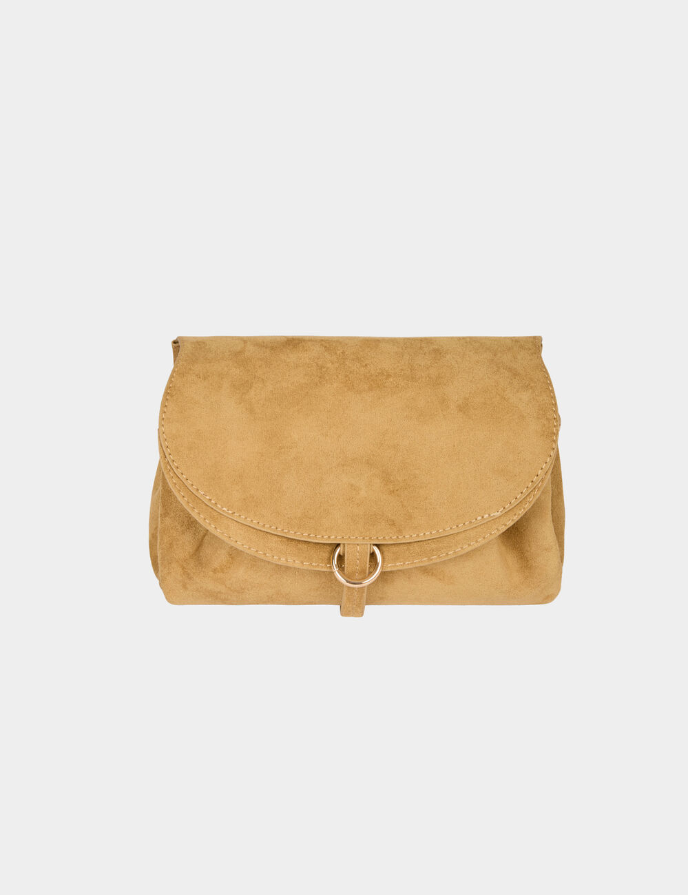 Bolso flexible de ante beige mujer