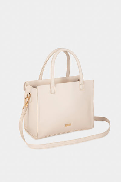 Bolso con solapa acolchado crudo mujer