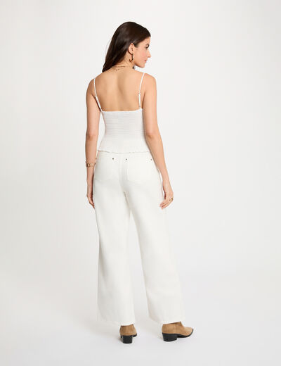 Crop top tirantes finos blanco mujer