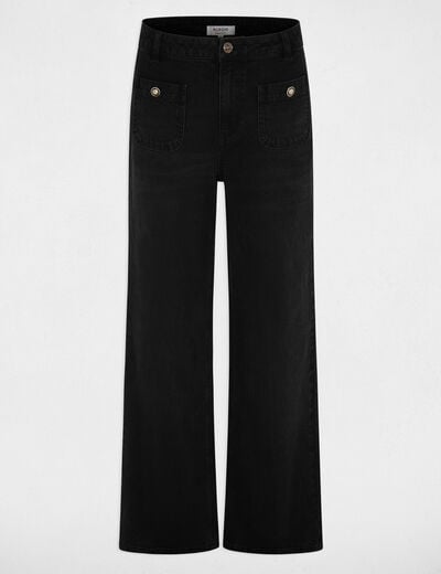 Jean ancho de tiro alto denim negro mujer