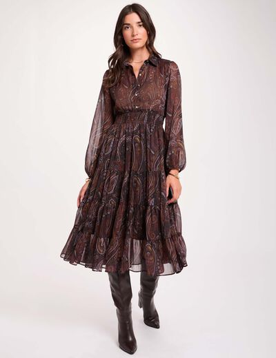 Vestido largo de gasa multicolor mujer