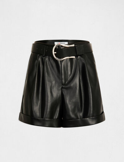 Short paperbag cinturón cuero sintético negro mujer