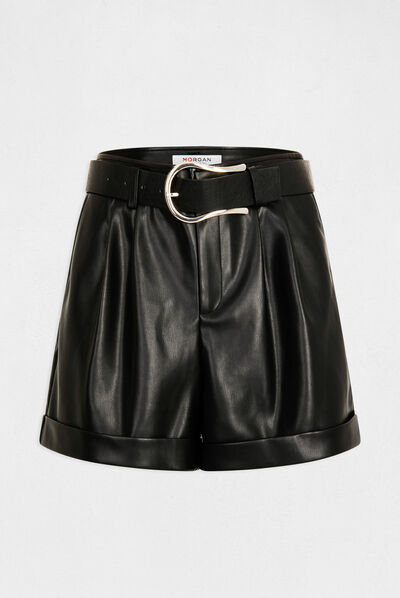 Short paperbag cinturón cuero sintético negro mujer