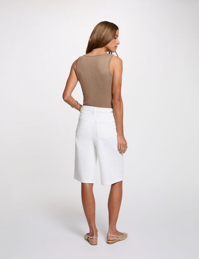 Camiseta ajustada cuello v topo mujer