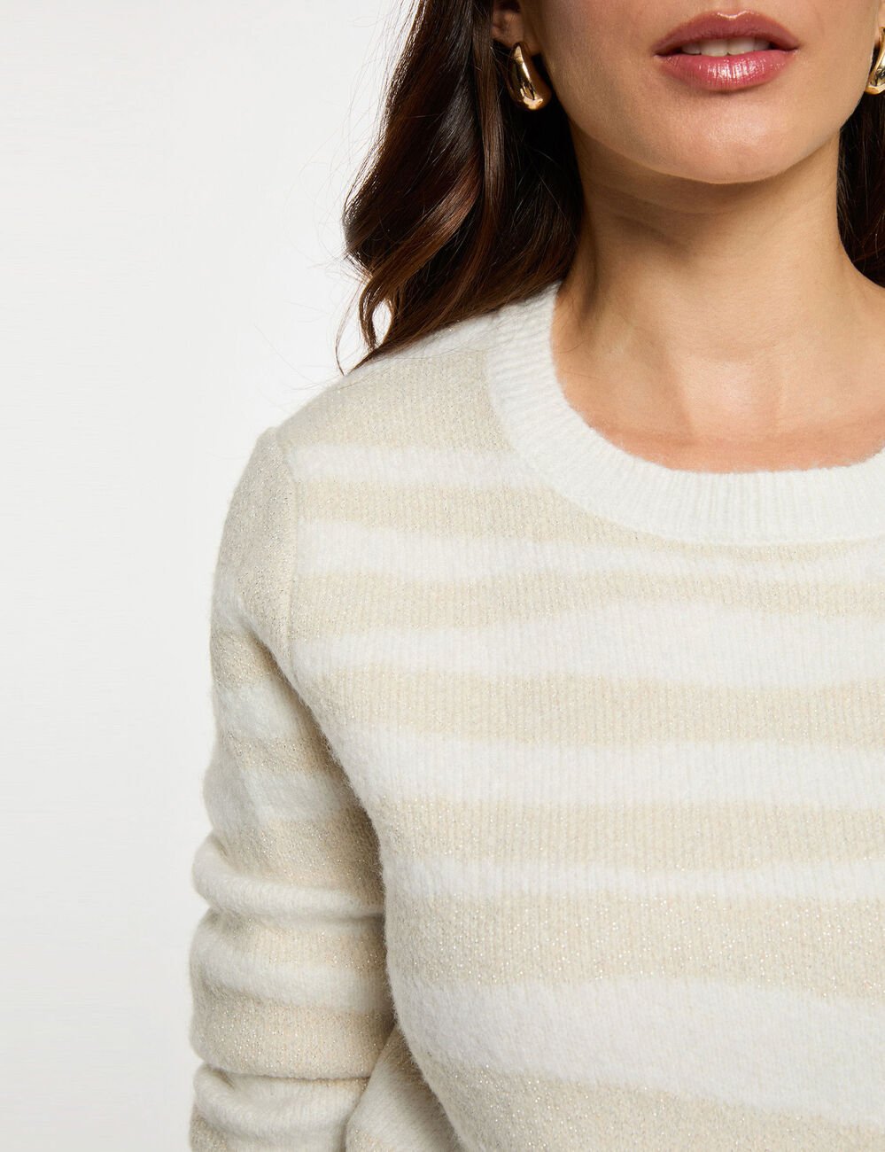 Jersey corto jacquard marfil mujer