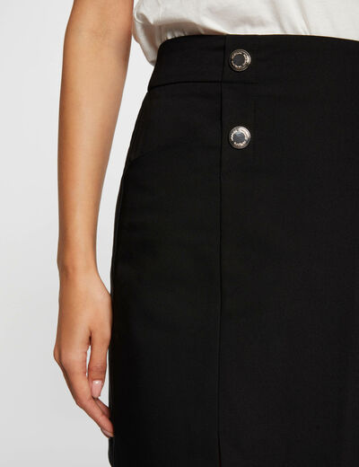 Falda corta con botones negro mujer