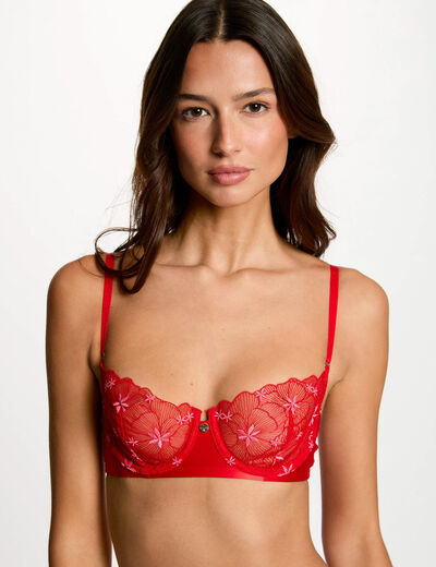 Sujetador con aros rojo mujer