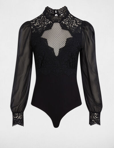 Body de encaje negro mujer