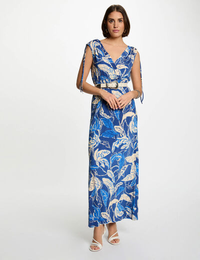 Vestido largo recto estampado multicolor mujer