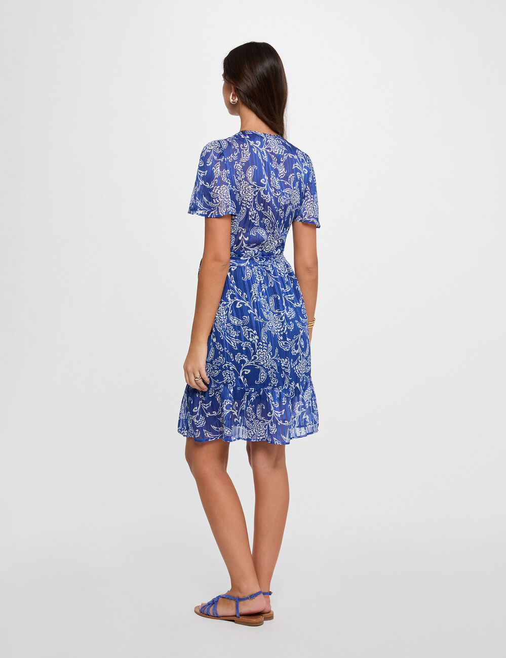 Vestido corto con cuello en V multicolor mujer