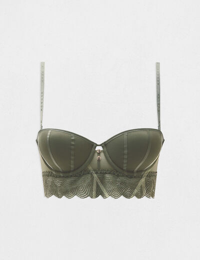 Sujetador tipo bandeau verde caqui mujer