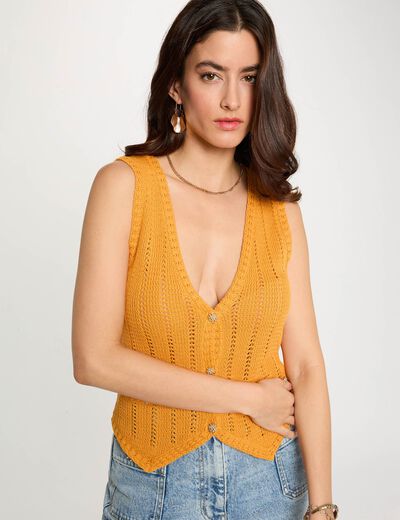 Chaleco ajustado sin mangas naranja oscuro mujer
