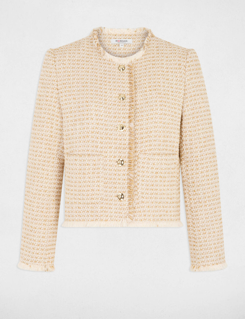 Chaqueta tweed cropped multicolor mujer