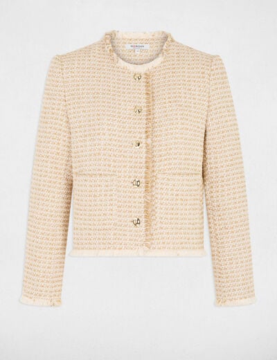 Chaqueta tweed cropped multicolor mujer