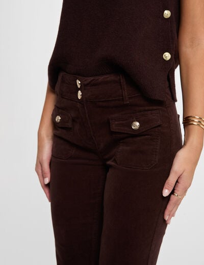Pantal&oacute;n ajustado terciopelo marr&oacute;n oscuro mujer