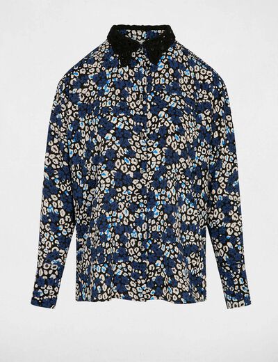 Camisa fluida estampada multicolor mujer