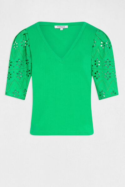 Camiseta de manga corta verde mujer