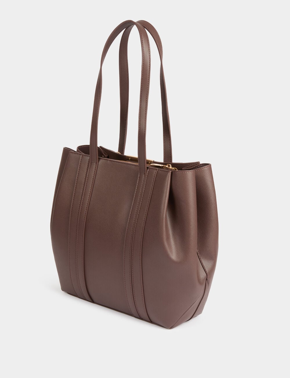 Bolso tote de piel sint&eacute;tica marr&oacute;n oscuro mujer