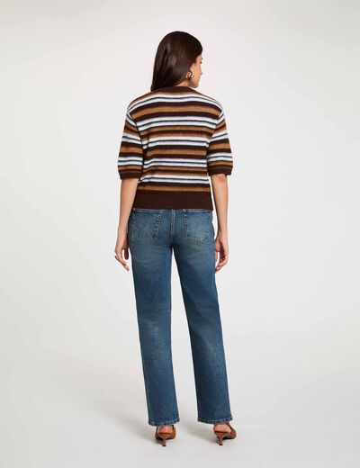 Vaqueros rectos de tiro alto denim stone mujer