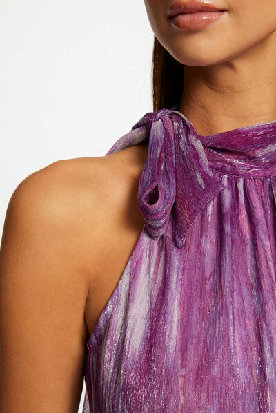 Top escote halter estampado multicolor mujer