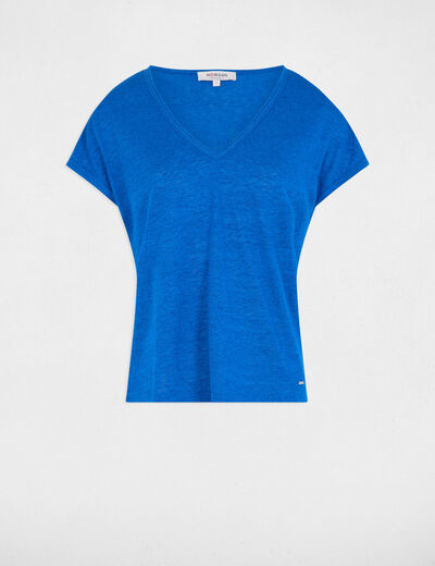 Camiseta manga corta azul eléctrico mujer
